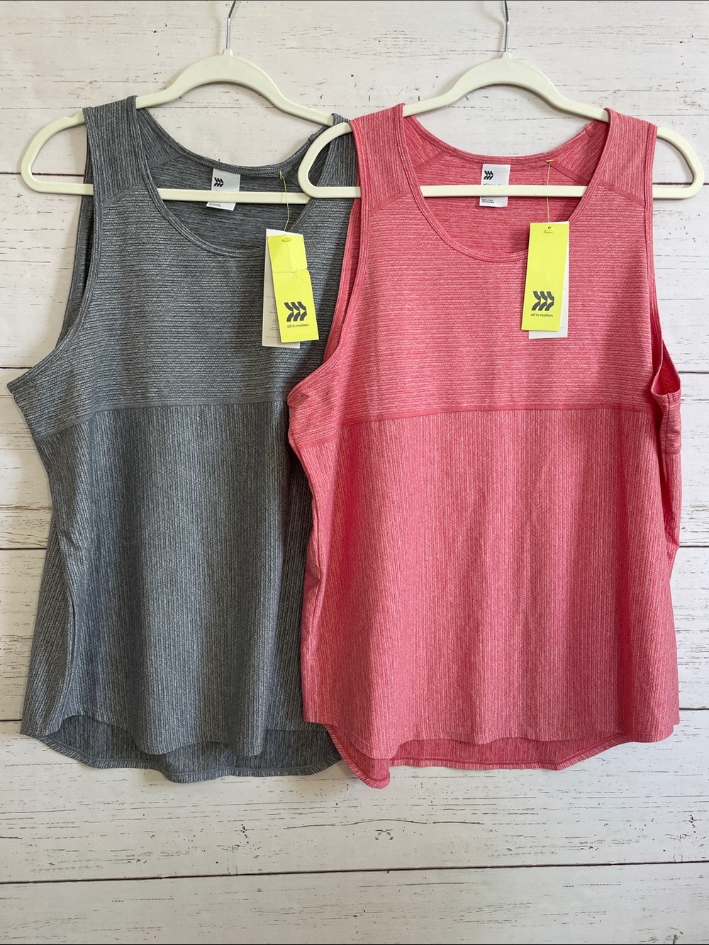 all in motion Workout Tank Top Bundle of 2 in Coral and Gray, size L, both NWT